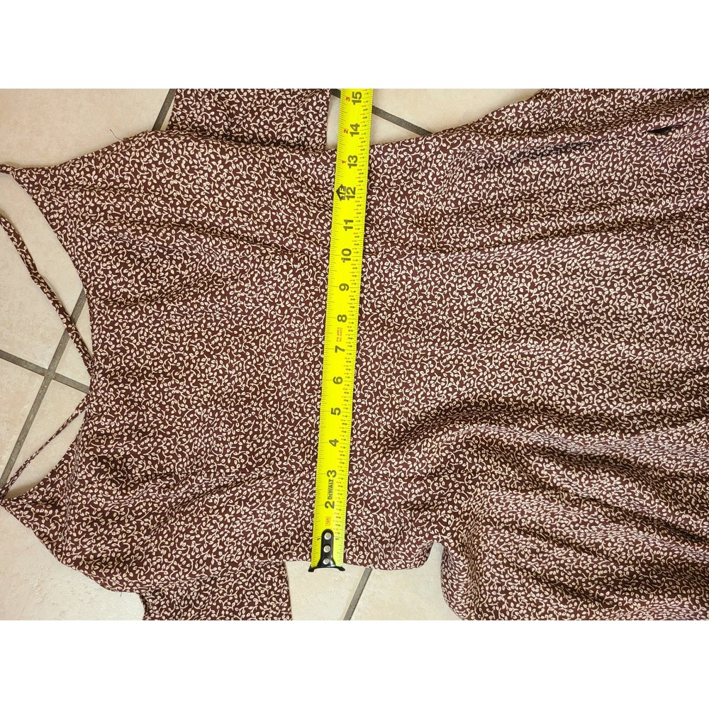 Equinox Maxi Dress Women 5/6 Brown Floral Tie Back Spaghetti Strap - Picture 7 of 11